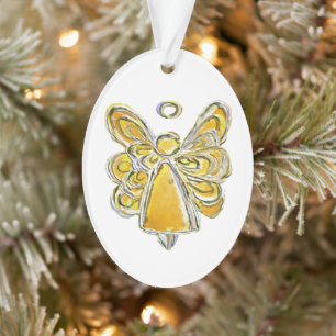 Ornamento Anjo da Guarda Amarelo Arte Feriado Pingente Enfei