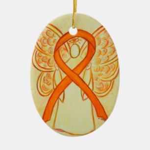 Ornamento Anjo de Fita de Sensibilização Laranja
