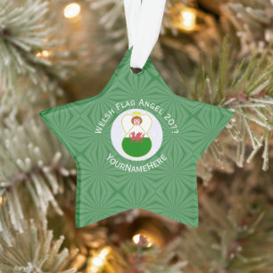 Ornamento Anjo galês Bandeira de Natal Personalizada 