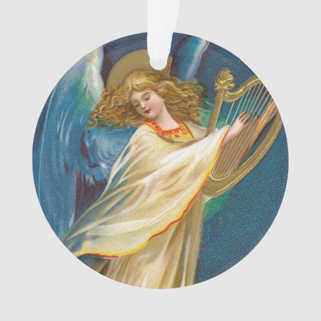 Ornamento Anjo Tocando Música Em Uma Harpa (Frente)