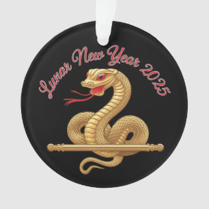 Ornamento Ano Novo Lunar 2025 Celebrando o Ano da Cobra