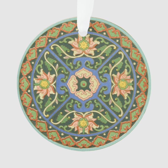 Ornamento Antigo Padrão Chinês de Cloisonné: Jade Verde (Frente)