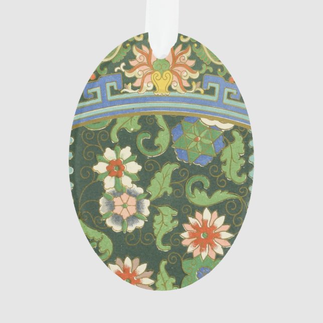 Ornamento Antigo Padrão Chinês de Cloisonné: Jade Verde (Verso)