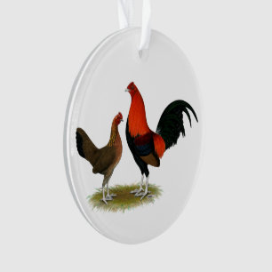 Ornamento Antigos Bantams de Jogo Inglês:  BB Red Pair