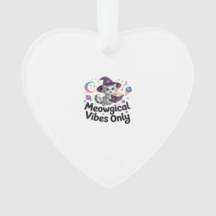 Ornamento Apenas Vibrações Meowgicas, Gato Kawaii Bruxa Flut