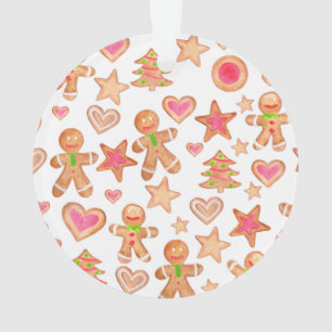 Ornamento aquarela biscoitos de pão de Natal
