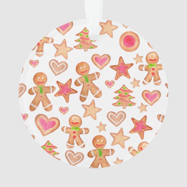 Ornamento aquarela biscoitos de pão de Natal (Verso)