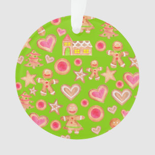 Ornamento aquarela biscoitos de pão de Natal