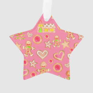 Ornamento aquarela biscoitos de pão de Natal