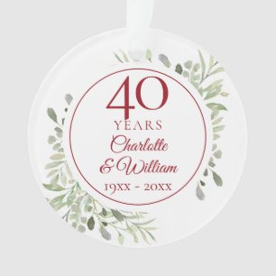 Ornamento Aquarela Suave Vegetação Foto de 40º Aniversário