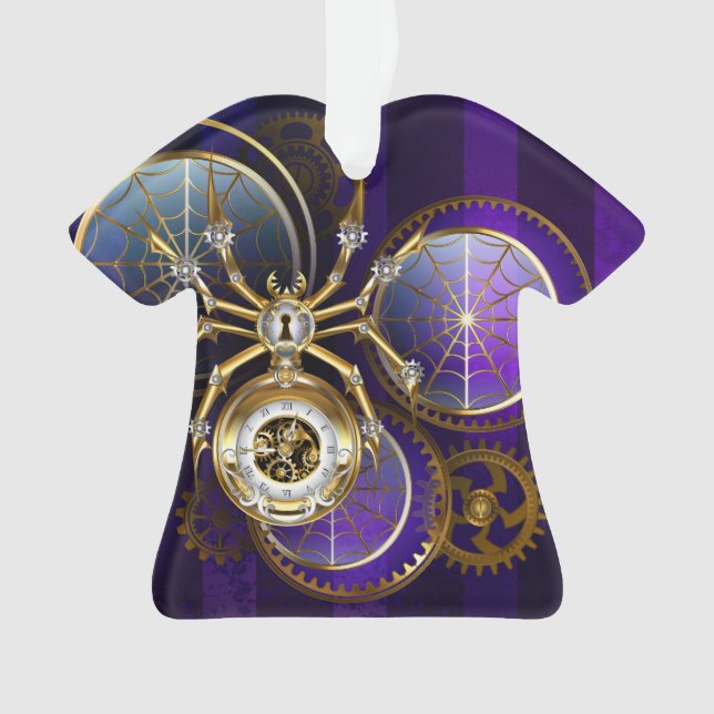 Ornamento Aranha Steampunk no fundo roxo (Frente)