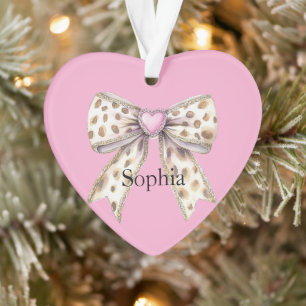Ornamento Arco de Natal da Menina Leopardo Rosa