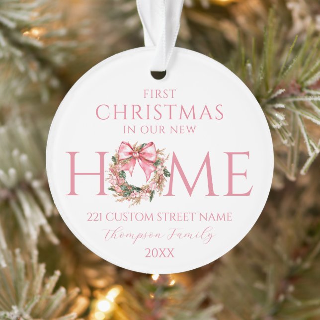 Ornamento Arco Rosa Primeiro Natal No Nosso Novo Natal Em Ca (Árvore)