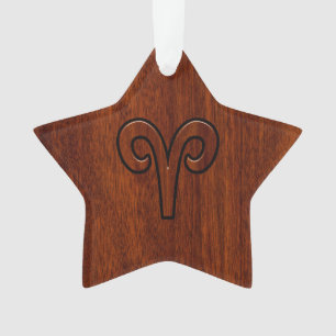Ornamento Aries Símbolo Zodíaco Brown Mahogany como impres