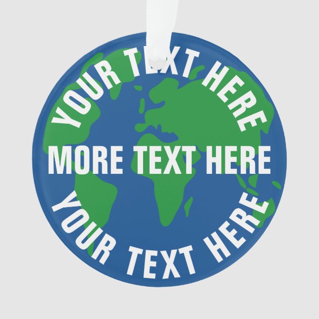 Ornamento Arredondar, salvar planeta Terra, mapear acrílico (Frente)