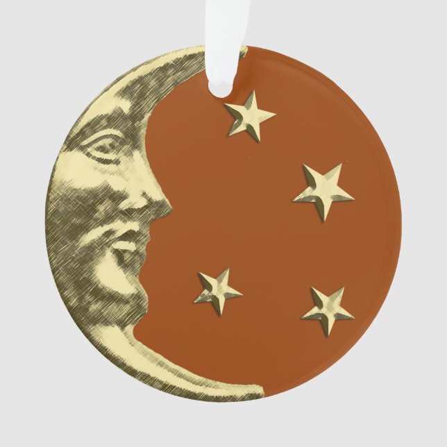 Ornamento Art Deco Moon and Stars - Castanho e Dourado (Frente)