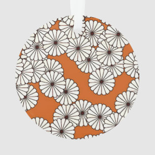 Ornamento Art Deco - padrão floral - creme em ferrugem