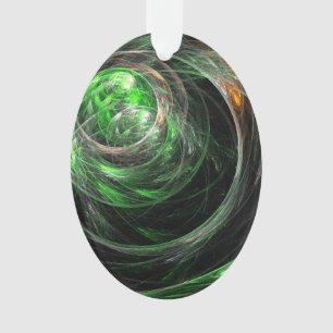 Ornamento Arte abstrata verde em volta do mundo Acrílico Ova