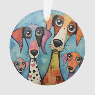 Ornamento Arte abstrato de cachorro colorido em estilo carto