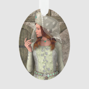 Ornamento Arte da Princesa Medieval Vintage Renascença
