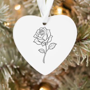 Ornamento Arte de Linha de Rosa Minimalista Floral Elegante