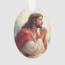 Arte em Aquarela de Jesus Orando | Fé Cristã