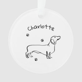 Ornamento Arte Minimalista Dachshund - Seu Texto, Seu Estilo