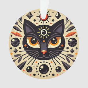 Ornamento Arte Mística de um Gato Preto