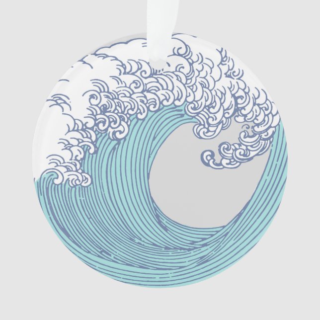 Ornamento Arte Oceânica Onda Surf Japonês (Frente)