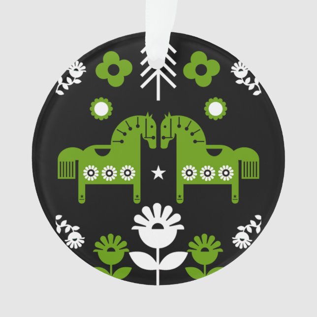 Ornamento Arte popular sobre cavalos escandinavos (Frente)