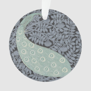 Ornamento Arte Vintage Nouveau Pavão Azul Verneuil