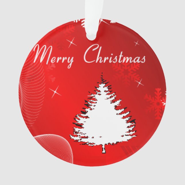 Ornamento Árvore branca da silhueta Feliz de Natal (Frente)