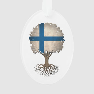 Ornamento Árvore da bandeira de vida finlandesa customizável