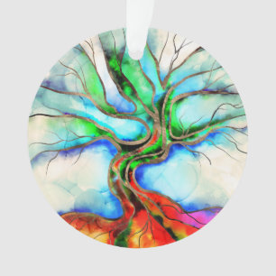 Ornamento Árvore da vida - aquarela, tinta e ouro