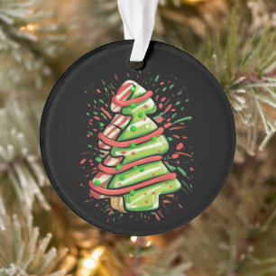 Ornamento Árvore de Natal Cookie Pincelada Manchada Preppy