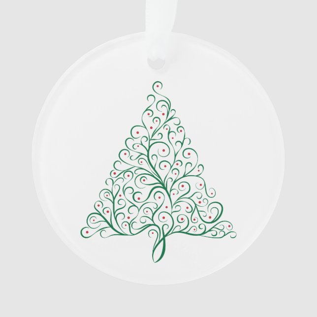 Ornamento Árvore de Natal da Caligrafia Vermelha e Verde (Frente)