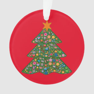 Ornamento Árvore de Natal de Emoji e coração vermelho de