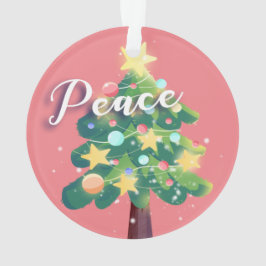 Ornamento Árvore de Natal de Joy & Peace Carton rosa