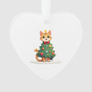 Ornamento Árvore de Natal do Gato Gengibre Fofo Natal Menina