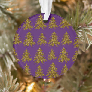 Ornamento Árvore de Natal Dourada e brilhante sobre fundo r