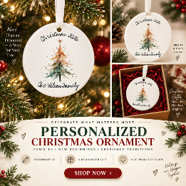 Ornamento Árvore de Natal em Aquarela Personalizada