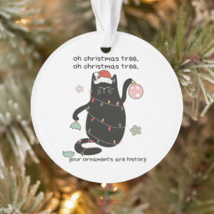 Ornamento Árvore de Natal Engraçada Humor de Gato