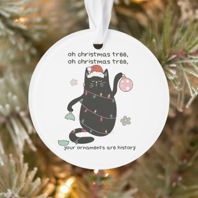Ornamento Árvore de Natal Engraçada Humor de Gato (Árvore)