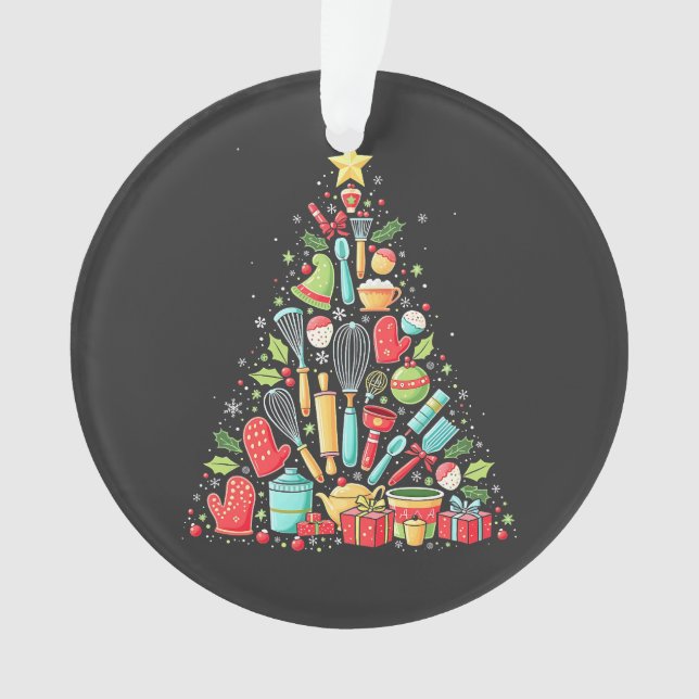 Ornamento Árvore de Natal Fazendo Cook De Chef (Frente)