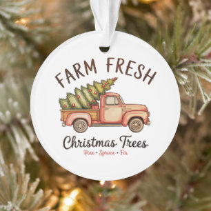 Ornamento Árvore de Natal Fresca da Fazenda Caminhão Rosa Na