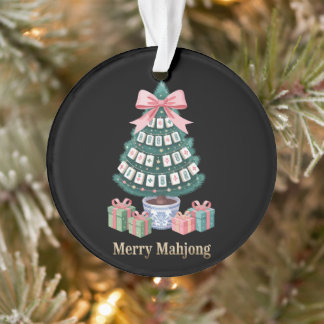 Ornamento Árvore de Natal Merry Mahjong Tiles Presentes Laço