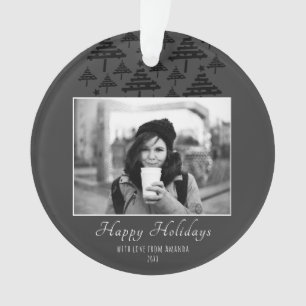 Ornamento Árvore de Natal Moderna Foto Preto e Branco Férias