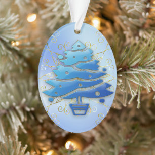 Ornamento Árvore de Natal Moderno Azul