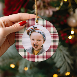 Ornamento Árvore de Natal Personalizada com Foto e Xadrez