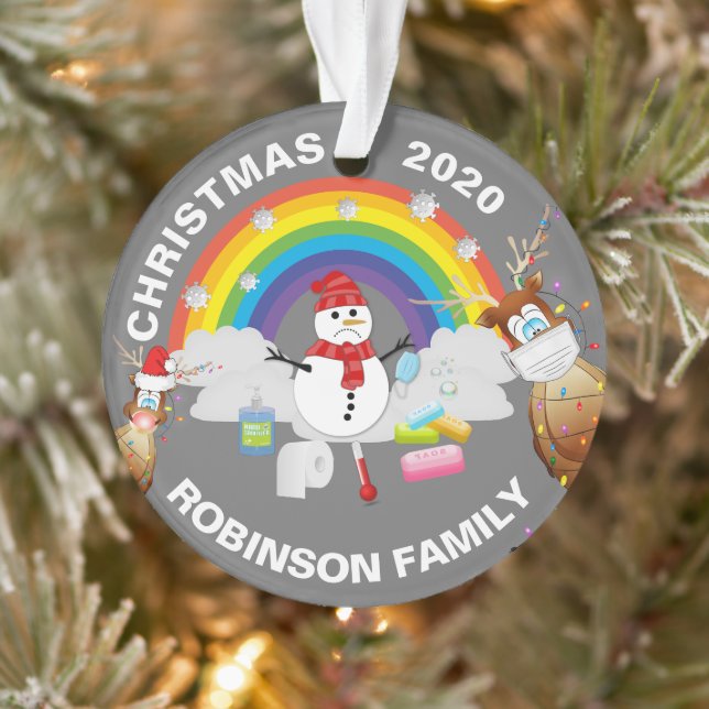Ornamento Árvore de Natal Personalizada Divertida 2020 Covid (Árvore)